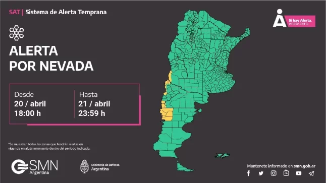 Alerta amarilla por nieve en la Cordillera y vientos fuertes en Río Negro y Neuquén 3 ALERTA2