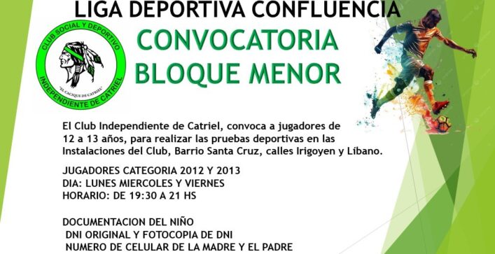 El Club Independiente de Catriel abre convocatoria para el bloque menor