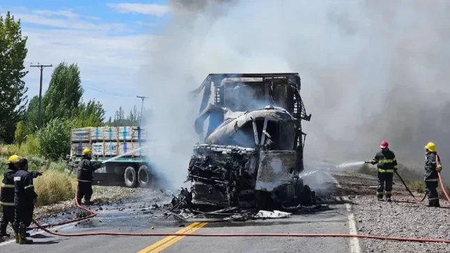 Brutal choque en la Ruta 22: dos camiones impactaron de frente y se incendiaron