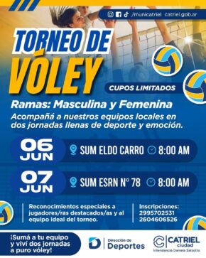 Catriel será sede de un importante torneo de vóley con participación regional