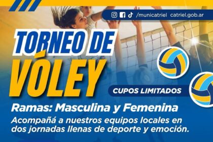 Catriel será sede de un importante torneo de vóley con participación regional