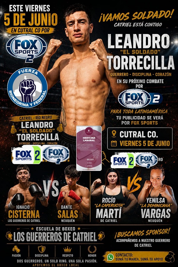 Los Guerreros de Catriel tendrán un fin de semana clave: Torrecilla pelea por Fox Sports y Gutiérrez se presenta en General Conesa