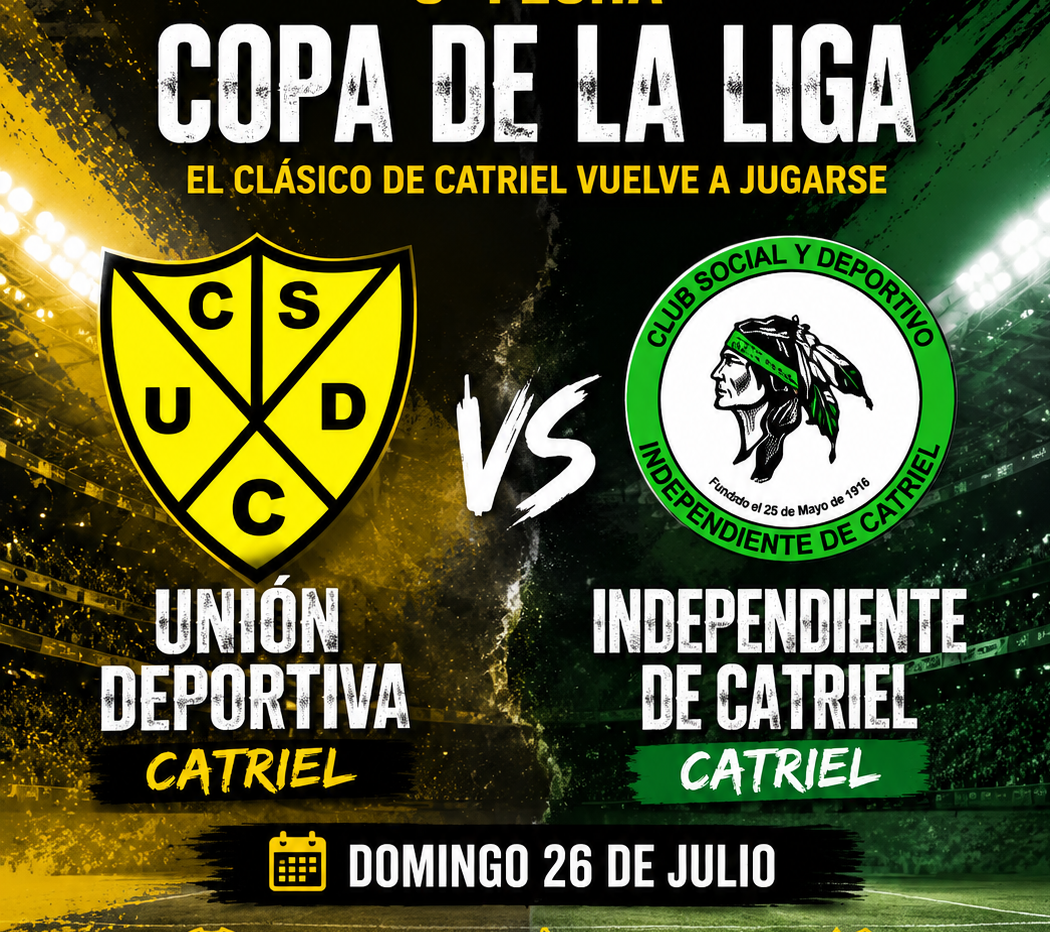 La Copa de la Liga activa la 3° fecha con clásico en Catriel: Unión Deportiva e Independiente se enfrentarán