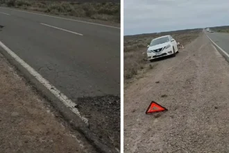 La Pampa: Una familia pasó la noche en la Ruta 151 tras reventar dos cubiertas por los baches
