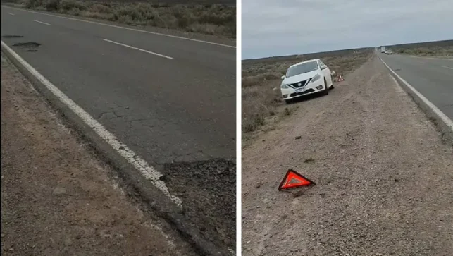La Pampa: Una familia pasó la noche en la Ruta 151 tras reventar dos cubiertas por los baches