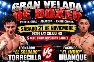 Catriel se prepara para una gran velada de boxeo profesional y amateur con destacados combates